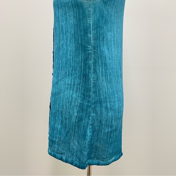 Rococo Sand Vita Long Bell Sleeves Button Down Teal Shirt Size Small - Picture 6 of 13